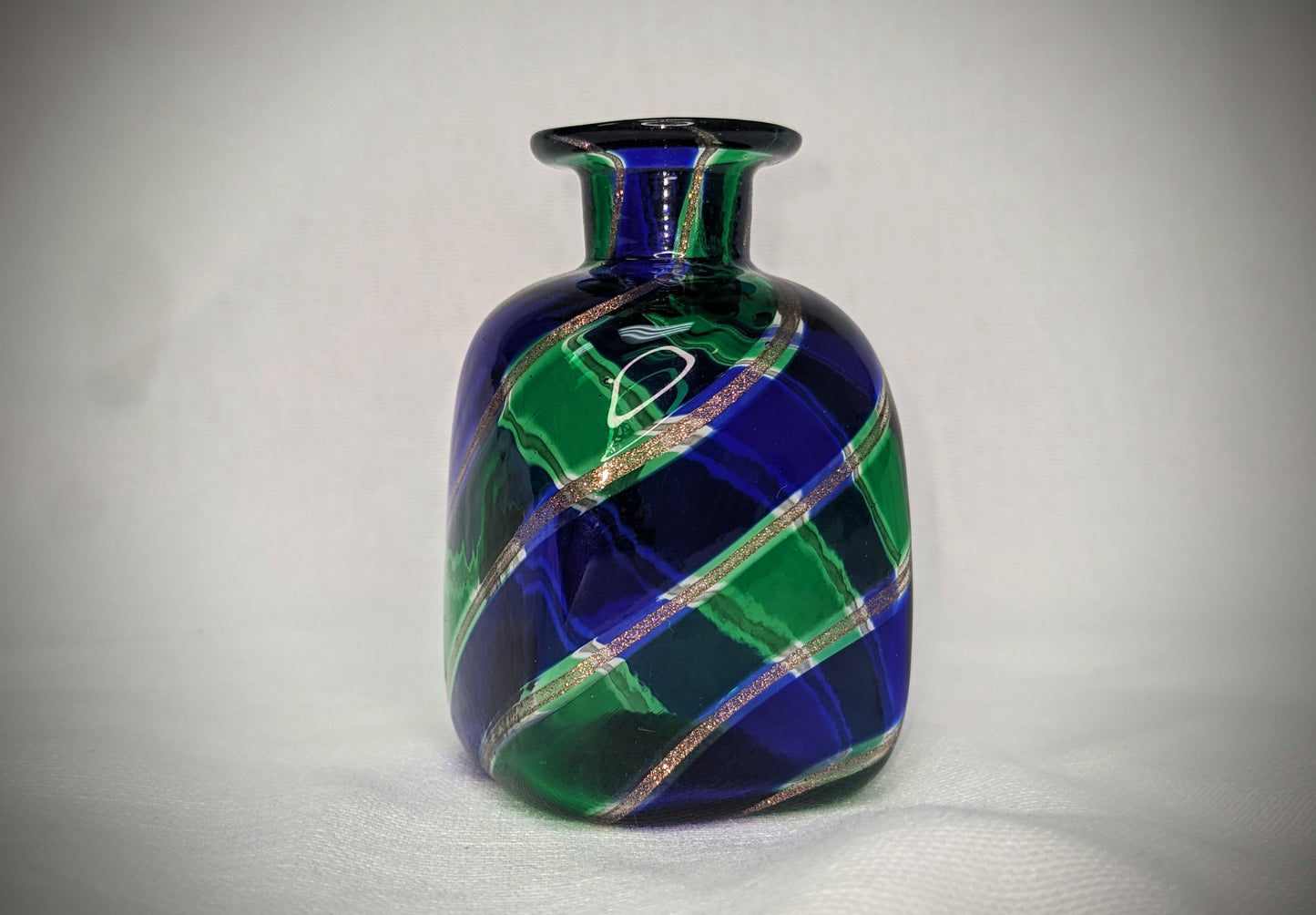 Venetian Murano Perfume Bottle Green Gold Blue