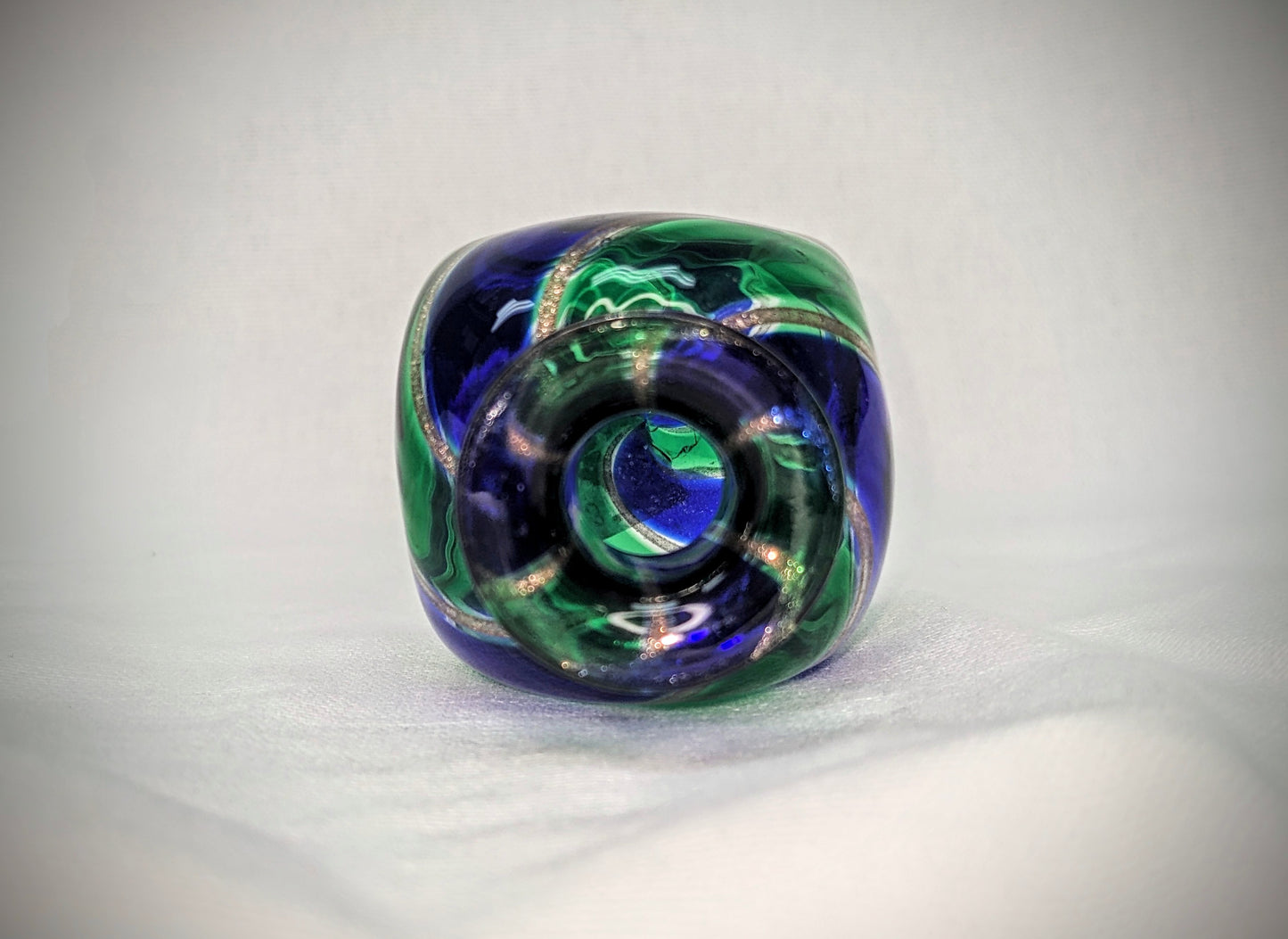 Venetian Murano Perfume Bottle Green Gold Blue
